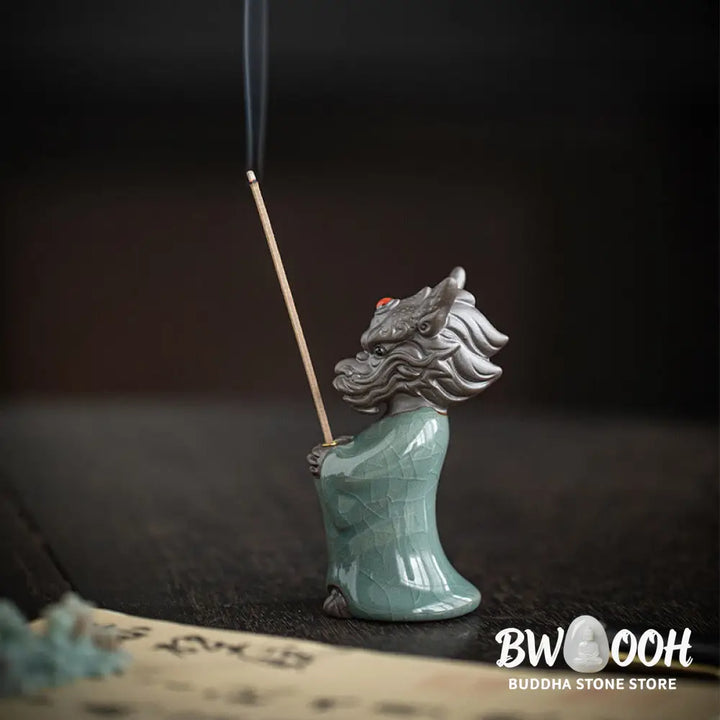 BWOOOH ceramic incense burner - Praying Dragon King Lotus Base Fu C