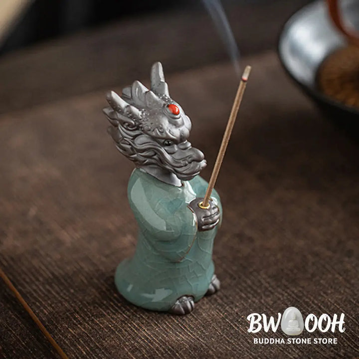 BWOOOH ceramic incense burner - Praying Dragon King Lotus Base Fu C