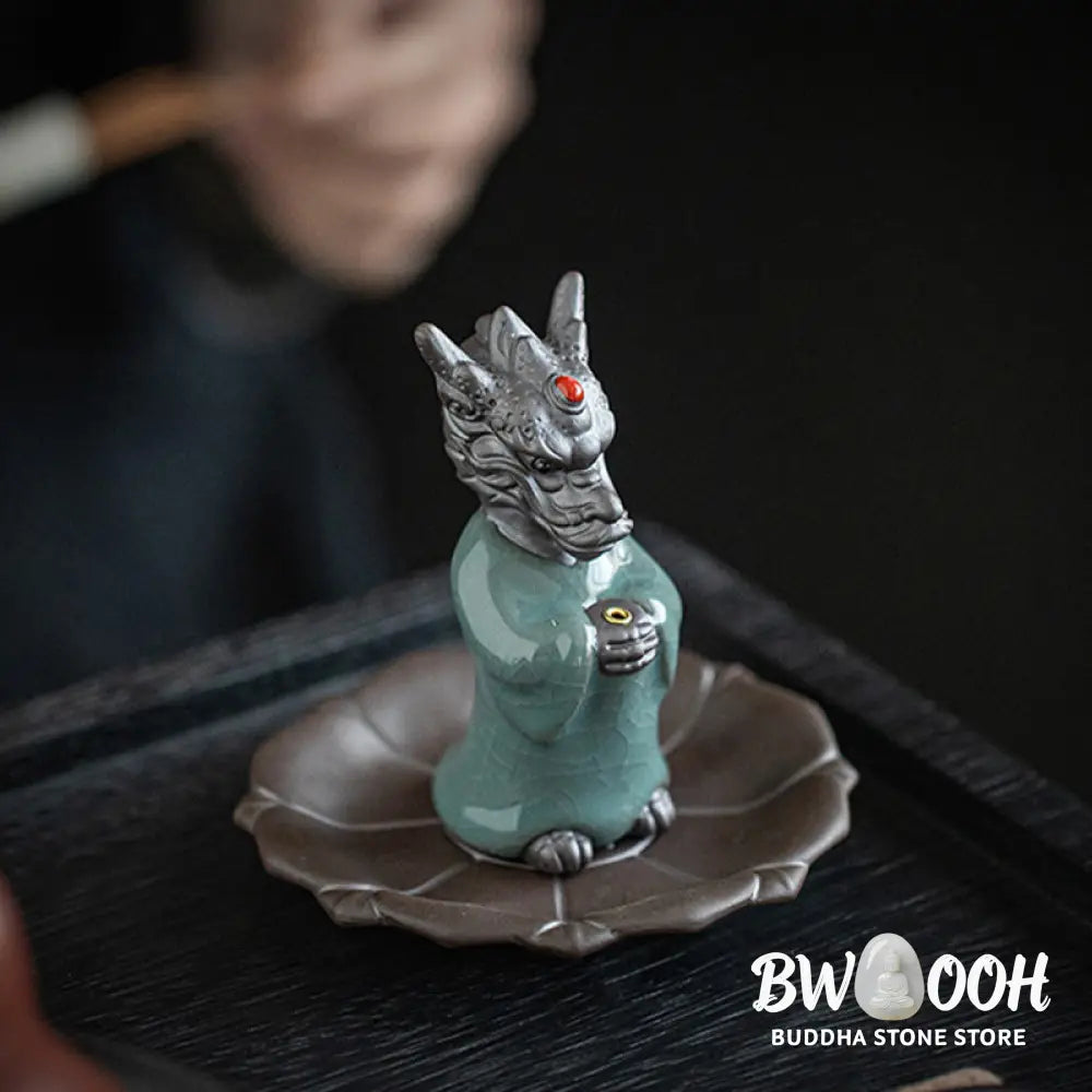 BWOOOH ceramic incense burner - Praying Dragon King Lotus Base Fu C