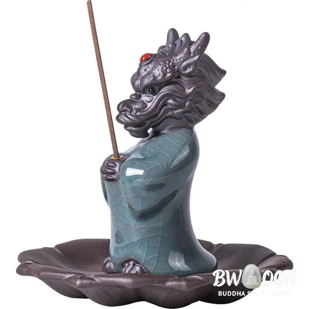 BWOOOH ceramic incense burner - Praying Dragon King Lotus Base Fu C
