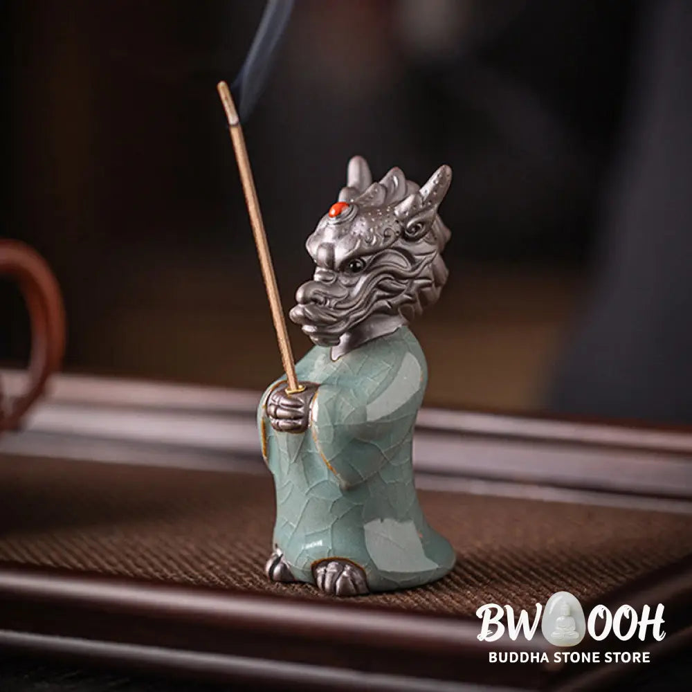 BWOOOH ceramic incense burner - Praying Dragon King Lotus Base Fu C