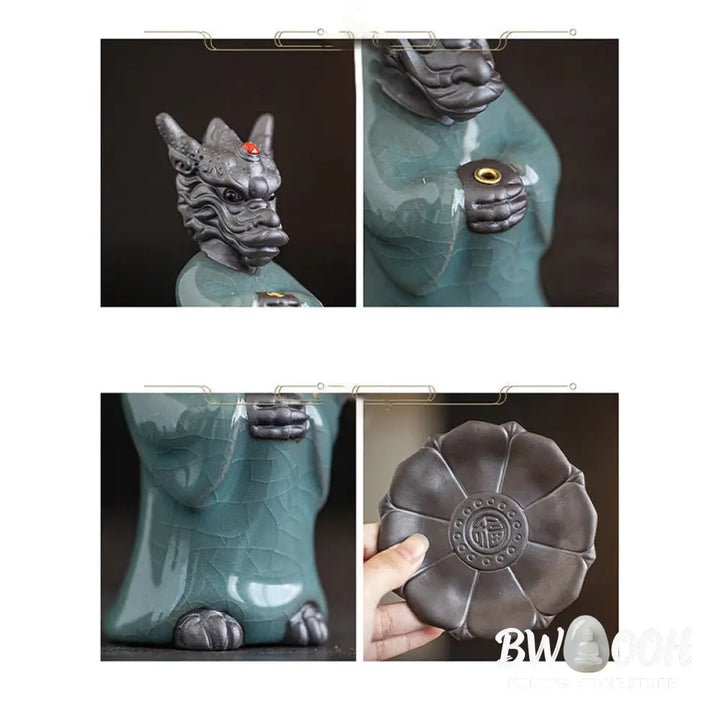 BWOOOH ceramic incense burner - Praying Dragon King Lotus Base Fu C