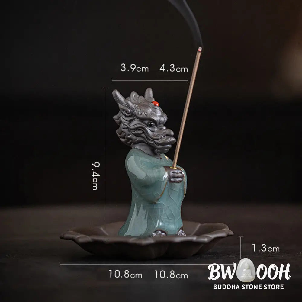 BWOOOH ceramic incense burner - Praying Dragon King Lotus Base Fu C