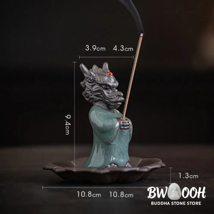 BWOOOH ceramic incense burner - Praying Dragon King Lotus Base Fu C