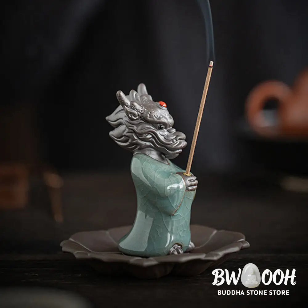BWOOOH ceramic incense burner - Praying Dragon King Lotus Base Fu C