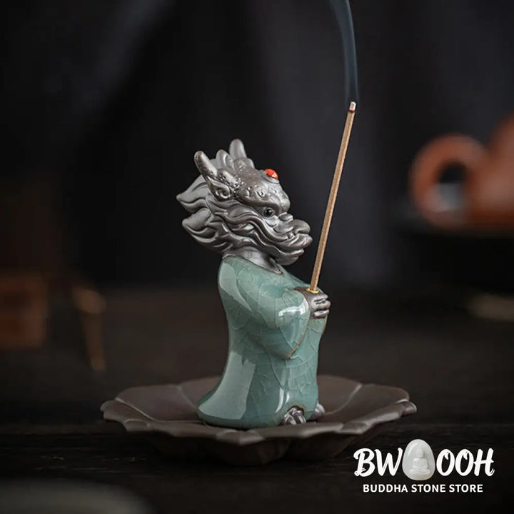 BWOOOH ceramic incense burner - Praying Dragon King Lotus Base Fu C