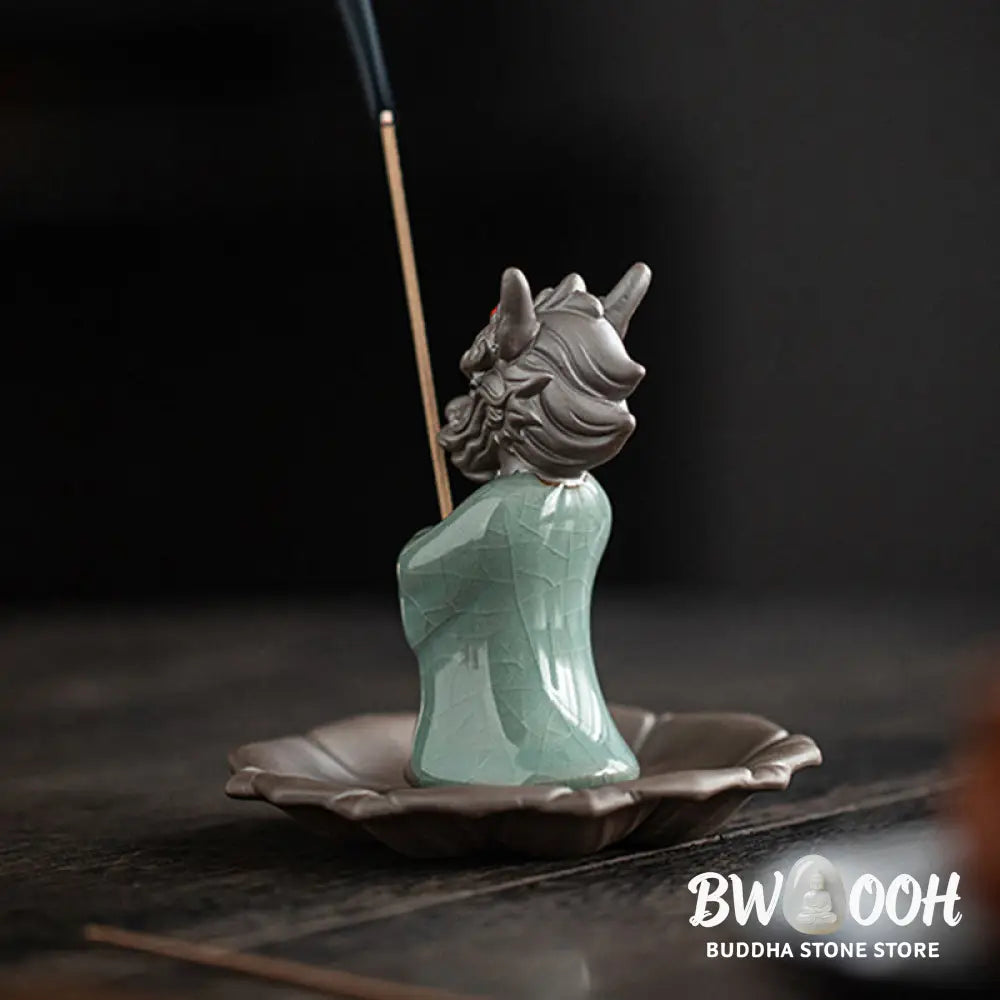 BWOOOH ceramic incense burner - Praying Dragon King Lotus Base Fu C