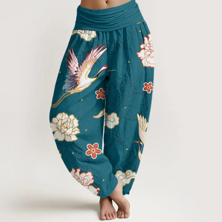 BWOOOH printed harem pants - Print Cranes Peonies Pattern Women&