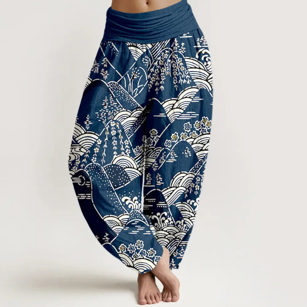 BWOOOH printed harem pants - Printed Mountains Waves Floral Pattern W