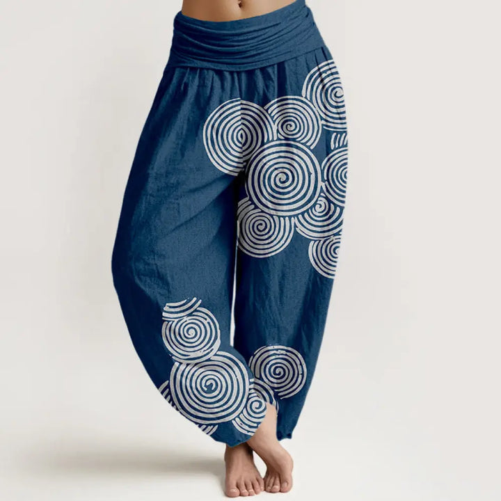BWOOOH printed harem pants - Printed White Spiral Pattern Women&