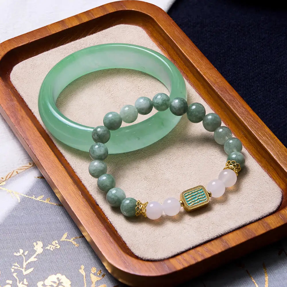 BWOOOH Promote New Beginnings Mint Green Jade Bracelet Bangle Bundle - Jade Bracelet&Jade Bangle 54mm - Bundle