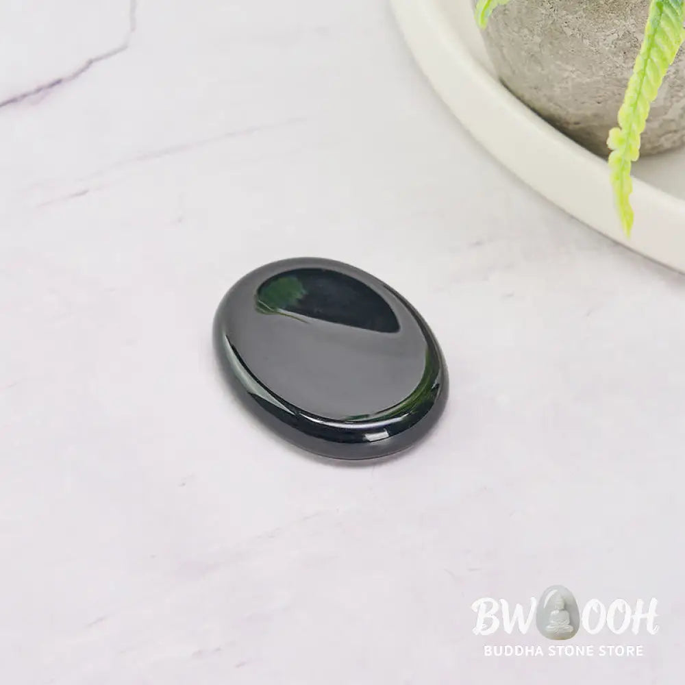 Buddha Stones Protection &amp; Grounding Natural Small Black Obsidian Worry Stone Crystal Decor 3.5*4.5cm - Black Obsidian