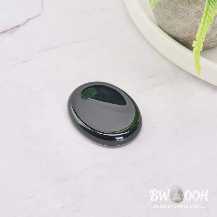 Buddha Stones Protection &amp; Grounding Natural Small Black Obsidian Worry Stone Crystal Decor 3.5*4.5cm - Black Obsidian