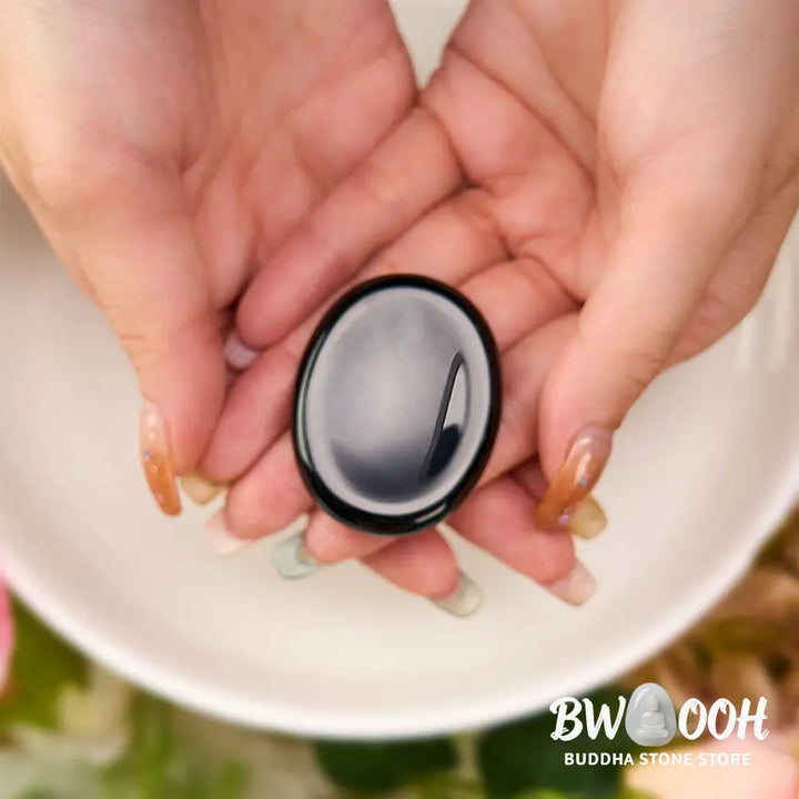 Buddha Stones Protection &amp; Grounding Natural Small Black Obsidian Worry Stone Crystal Decor 3.5*4.5cm - Black Obsidian