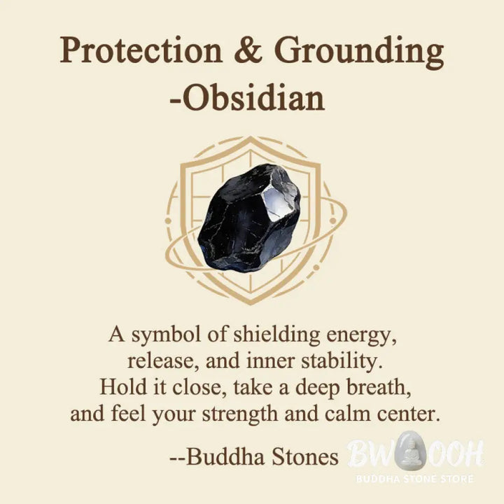 Buddha Stones Protection &amp; Grounding Natural Small Black Obsidian Worry Stone Crystal Decor 3.5*4.5cm - Black Obsidian