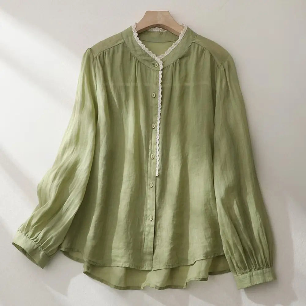 BWOOOH Pure Color Lace Design Long Lantern Sleeve Women's