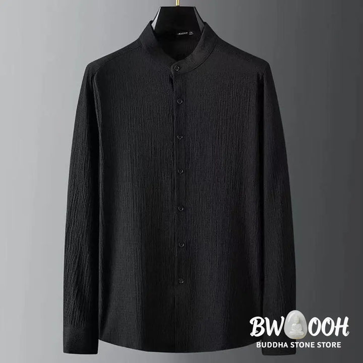 Buddha Stones Pure Color Long Sleeve Top Pants Clothing Men’s Set - Men’s Meditation Cloth