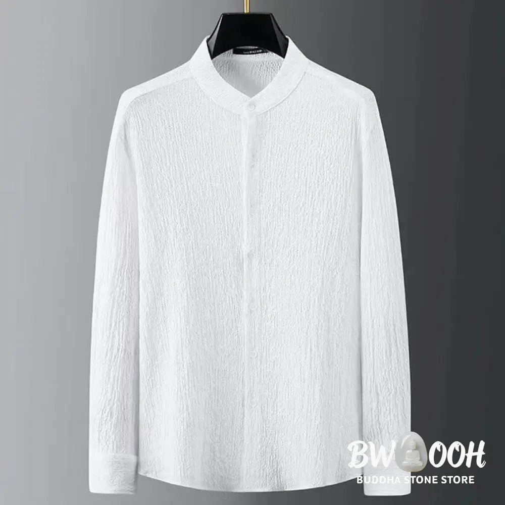 Buddha Stones Pure Color Long Sleeve Top Pants Clothing Men’s Set - Men’s Meditation Cloth
