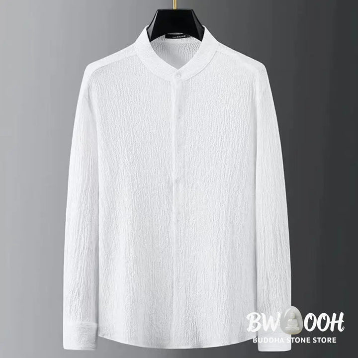 Buddha Stones Pure Color Long Sleeve Top Pants Clothing Men’s Set - Men’s Meditation Cloth