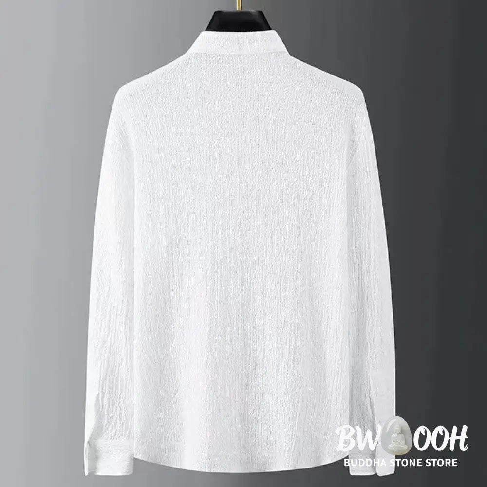 Buddha Stones Pure Color Long Sleeve Top Pants Clothing Men’s Set - Men’s Meditation Cloth
