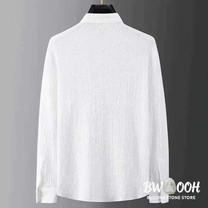 Buddha Stones Pure Color Long Sleeve Top Pants Clothing Men’s Set - Men’s Meditation Cloth