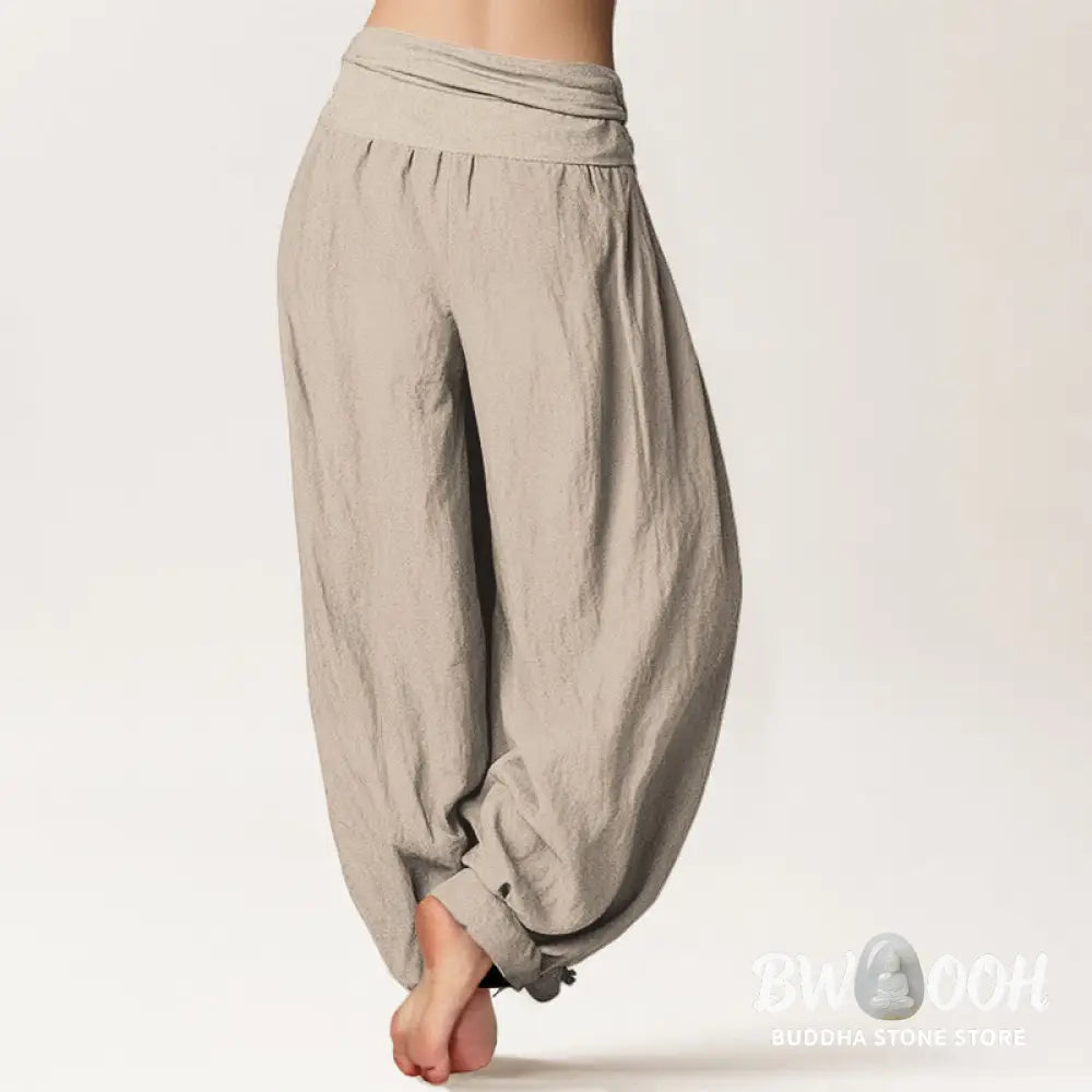 Buddha Stones Pure Cotton Brightly Colored Lilies Five-Petaled Flower Pattern Women’s Elastic Waist Harem Pants
