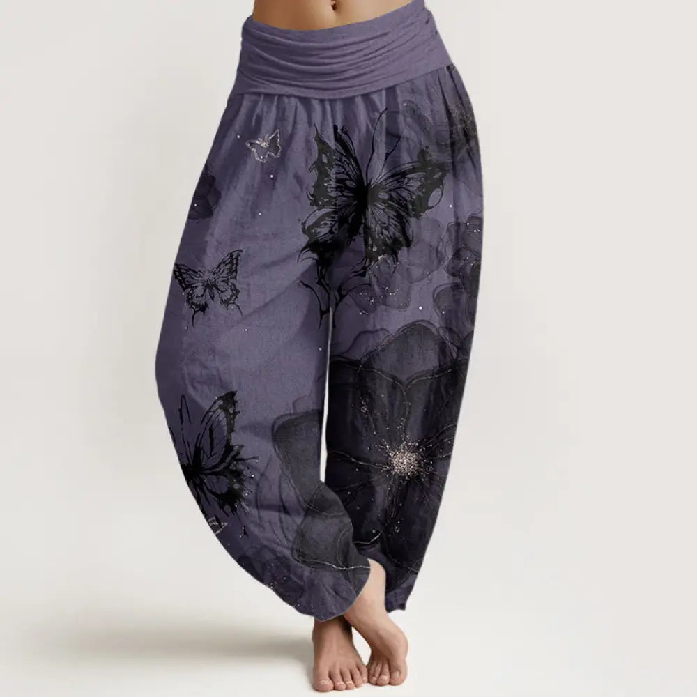 BWOOOH printed harem pants - Pure Cotton Butterfly Flowers Pattern Wo