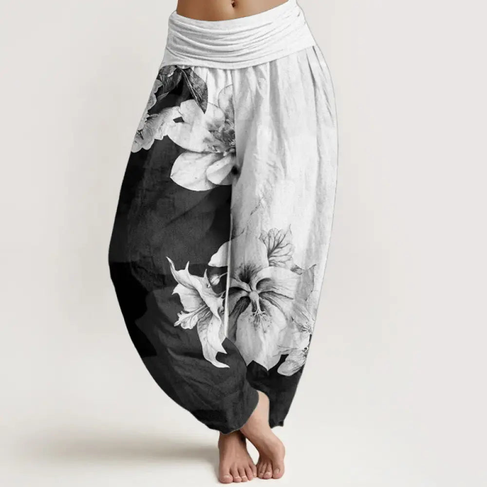 BWOOOH printed harem pants - Pure Cotton Camellia Pattern Women's Ela
