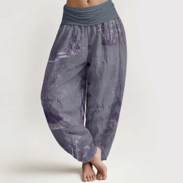 BWOOOH printed harem pants - Pure Cotton Casual Bamboo Rock Ink Paint