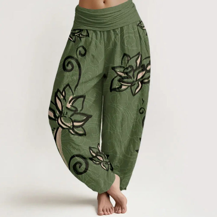 BWOOOH lotus print harem pants - Pure Cotton Casual Lotus Auspicious Clou