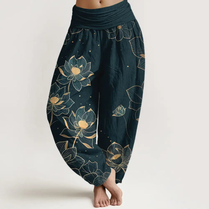 BWOOOH lotus print harem pants - Pure Cotton Delicate Lotus Pattern Women