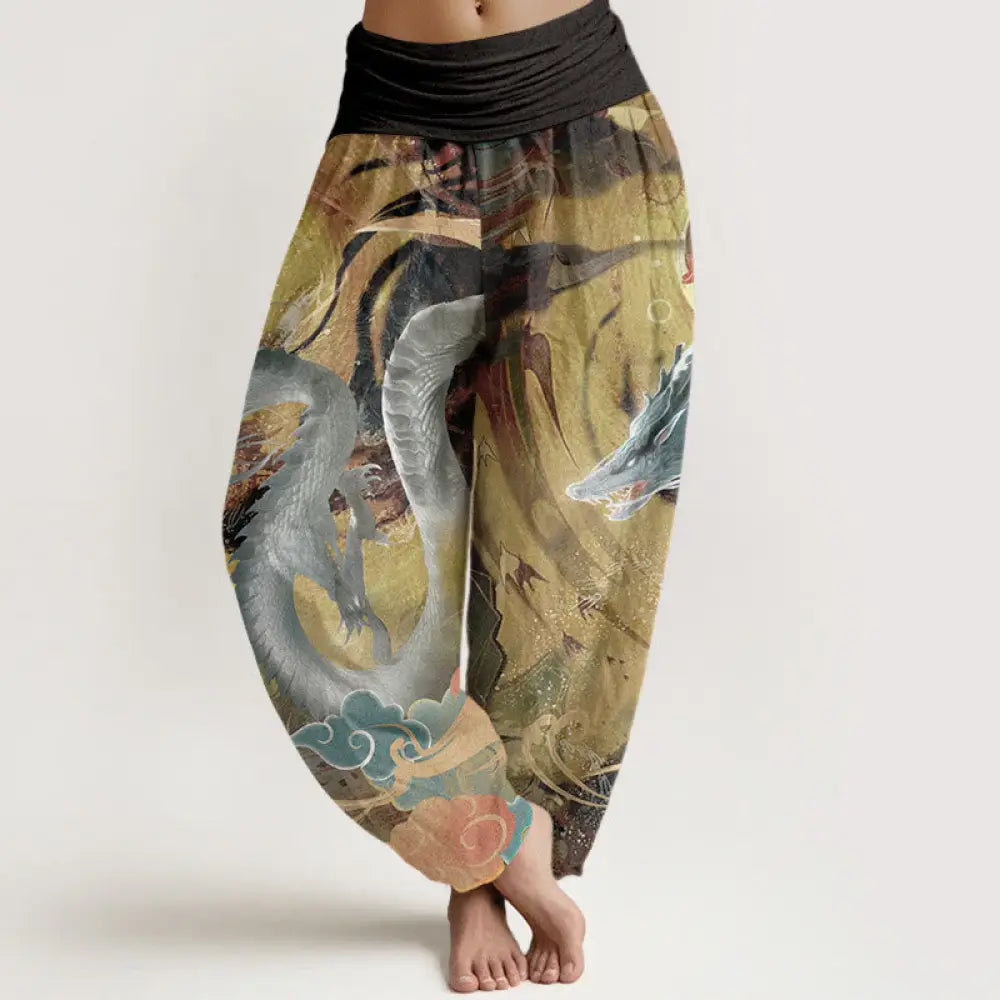 BWOOOH printed harem pants - Pure Cotton Dragon Auspicious Clouds Pat