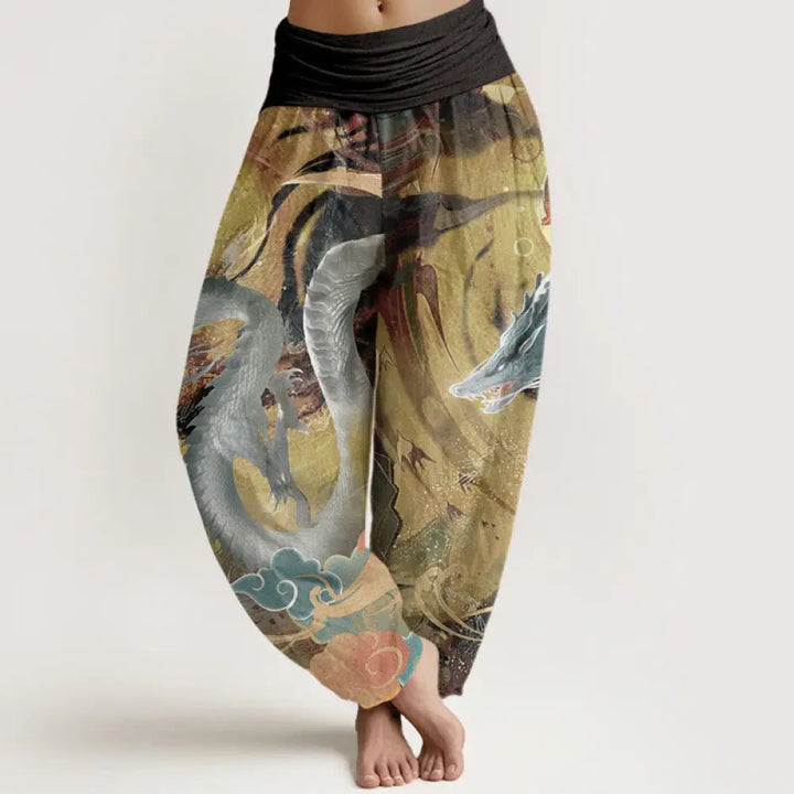 BWOOOH printed harem pants - Pure Cotton Dragon Auspicious Clouds Pat