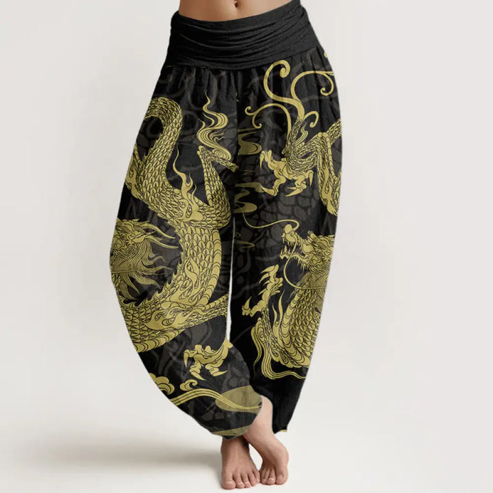 BWOOOH printed harem pants - Pure Cotton Dragon Auspicious Clouds Wom