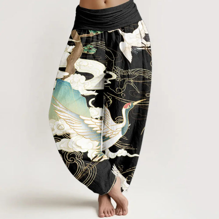 BWOOOH printed harem pants - Pure Cotton Flying Cranes Auspicious Clo