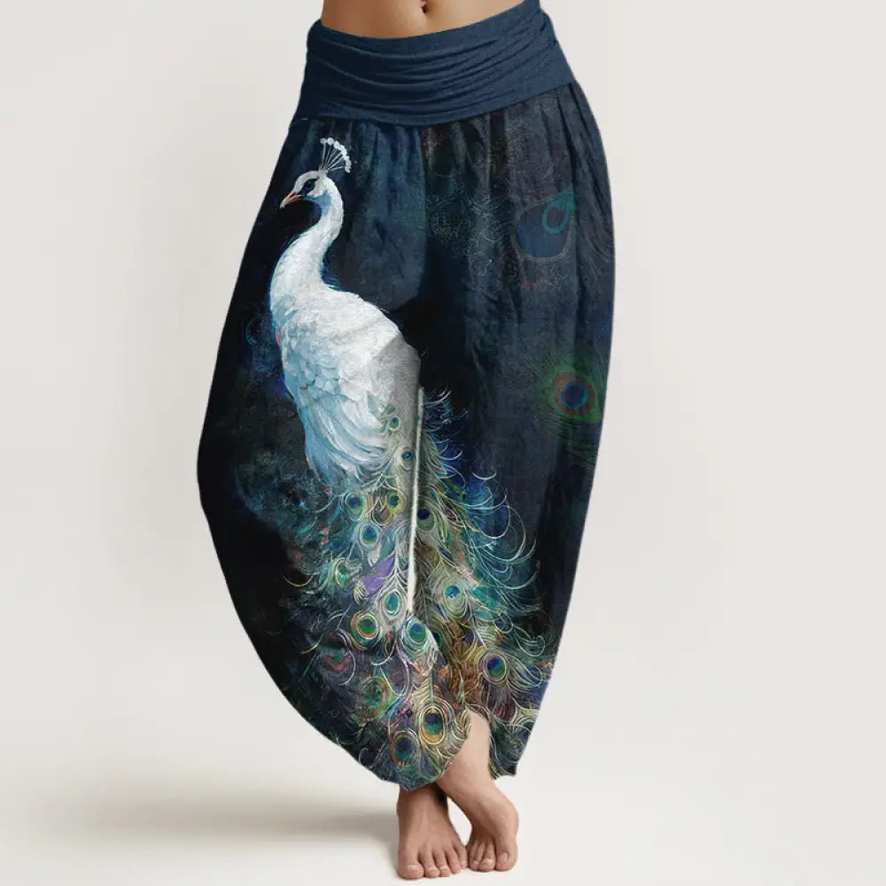BWOOOH peacock print harem pants - Pure Cotton Gorgeous Peacock Pattern Wom