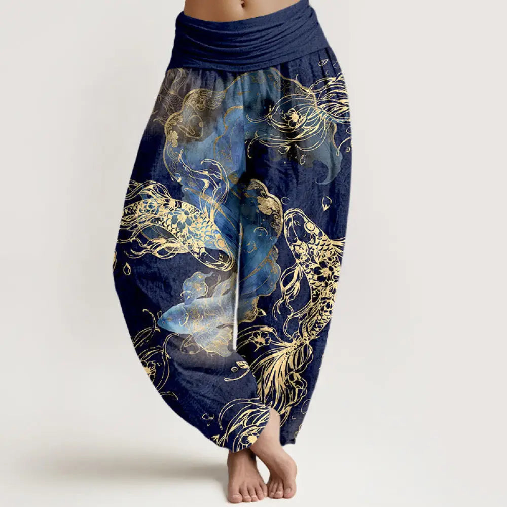 BWOOOH koi fish print harem pants - Pure Cotton Lively Koi Fish Pattern Wome