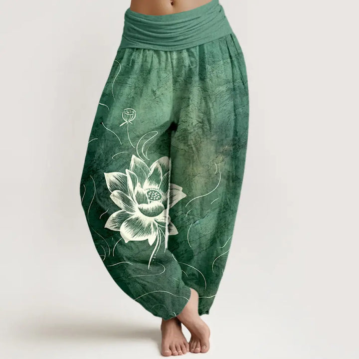 BWOOOH lotus print harem pants - Pure Cotton Lotus Flower Pattern Women&