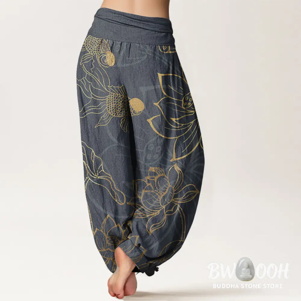 Buddha Stones Pure Cotton Lotus Leaf Koi Fish Women&