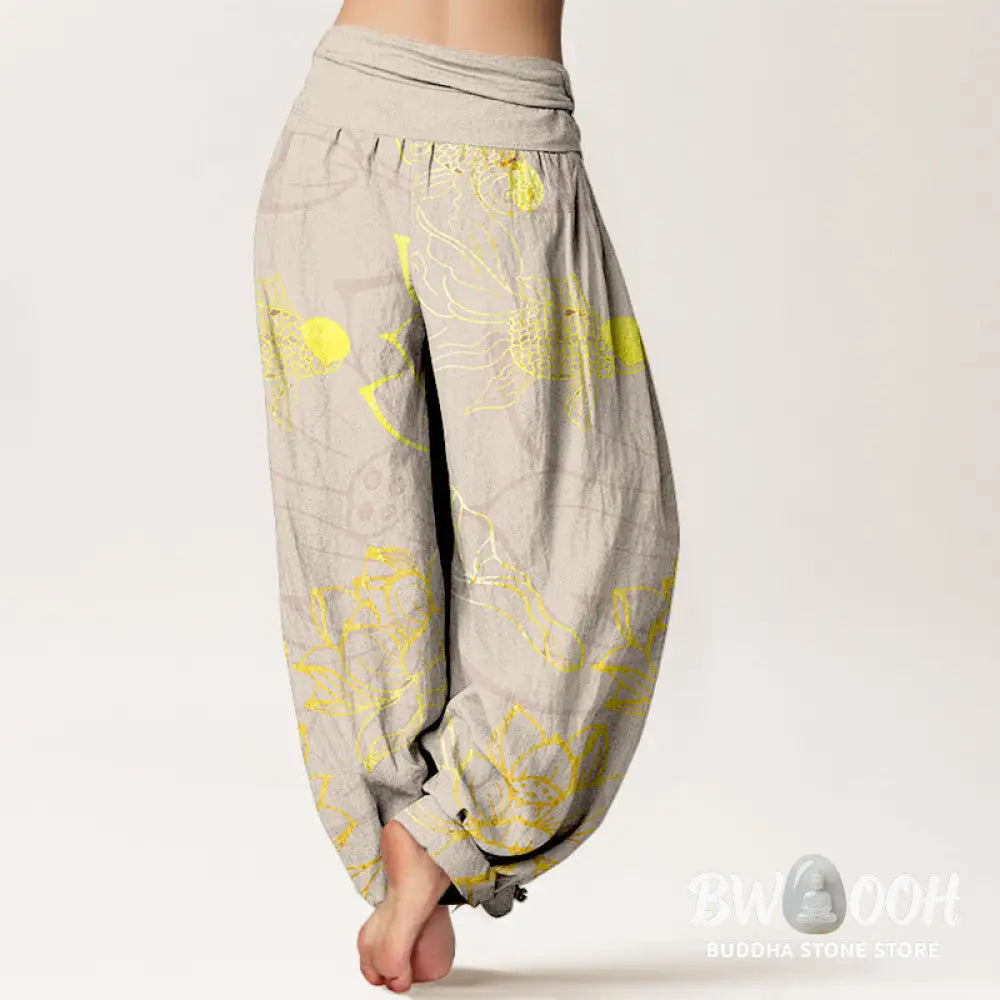 Buddha Stones Pure Cotton Lotus Leaf Koi Fish Women&