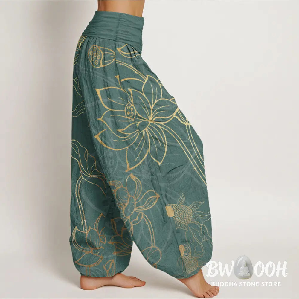 Buddha Stones Pure Cotton Lotus Leaf Koi Fish Women&