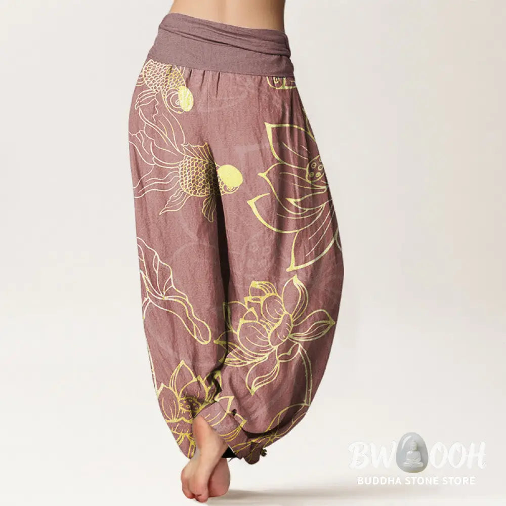 Buddha Stones Pure Cotton Lotus Leaf Koi Fish Women&
