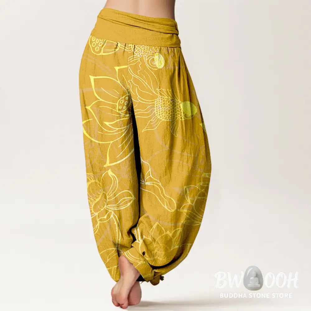 Buddha Stones Pure Cotton Lotus Leaf Koi Fish Women&