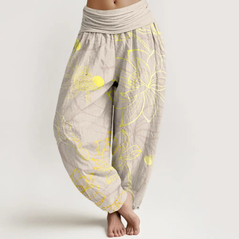 Buddha Stones Pure Cotton Lotus Leaf Koi Fish Women&