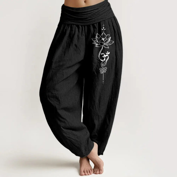 BWOOOH lotus print harem pants - Pure Cotton Minimalist Style Lotus Om Sy