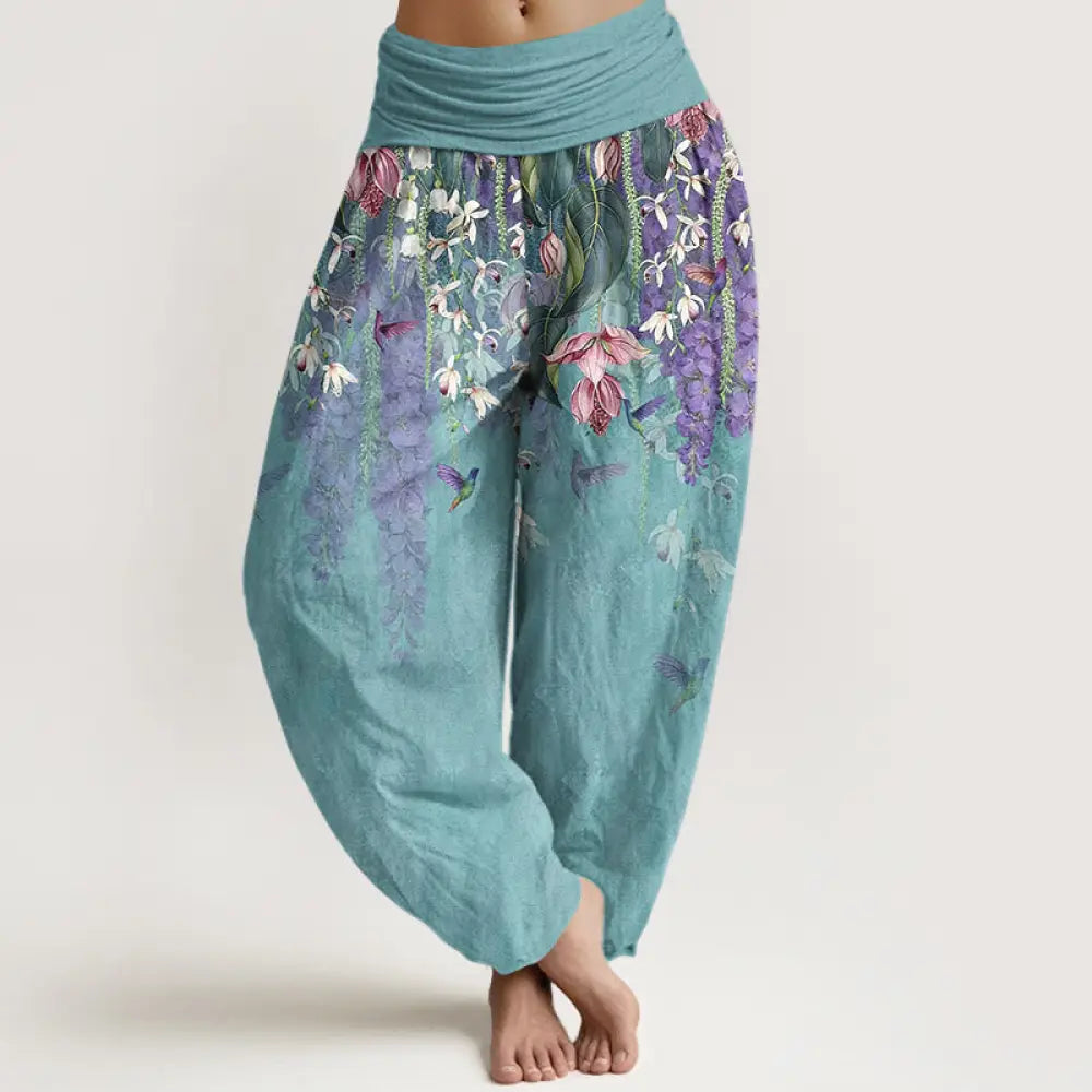 BWOOOH printed harem pants - Pure Cotton Orchid Birds Pattern Women&