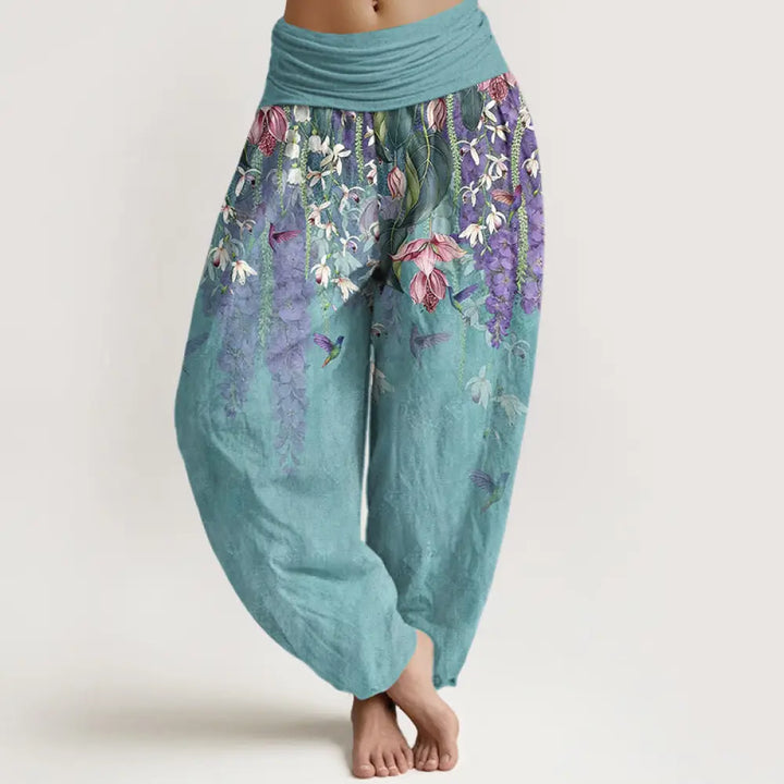 BWOOOH printed harem pants - Pure Cotton Orchid Birds Pattern Women&