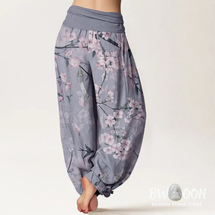 Buddha Stones Pure Cotton Peach Blossoms Flying Geese Pattern Women&