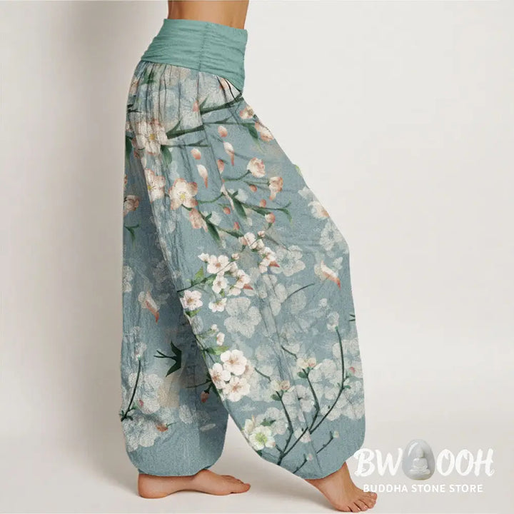 Buddha Stones Pure Cotton Peach Blossoms Flying Geese Pattern Women&