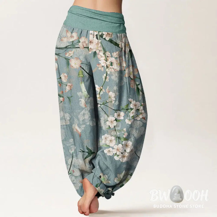 Buddha Stones Pure Cotton Peach Blossoms Flying Geese Pattern Women&